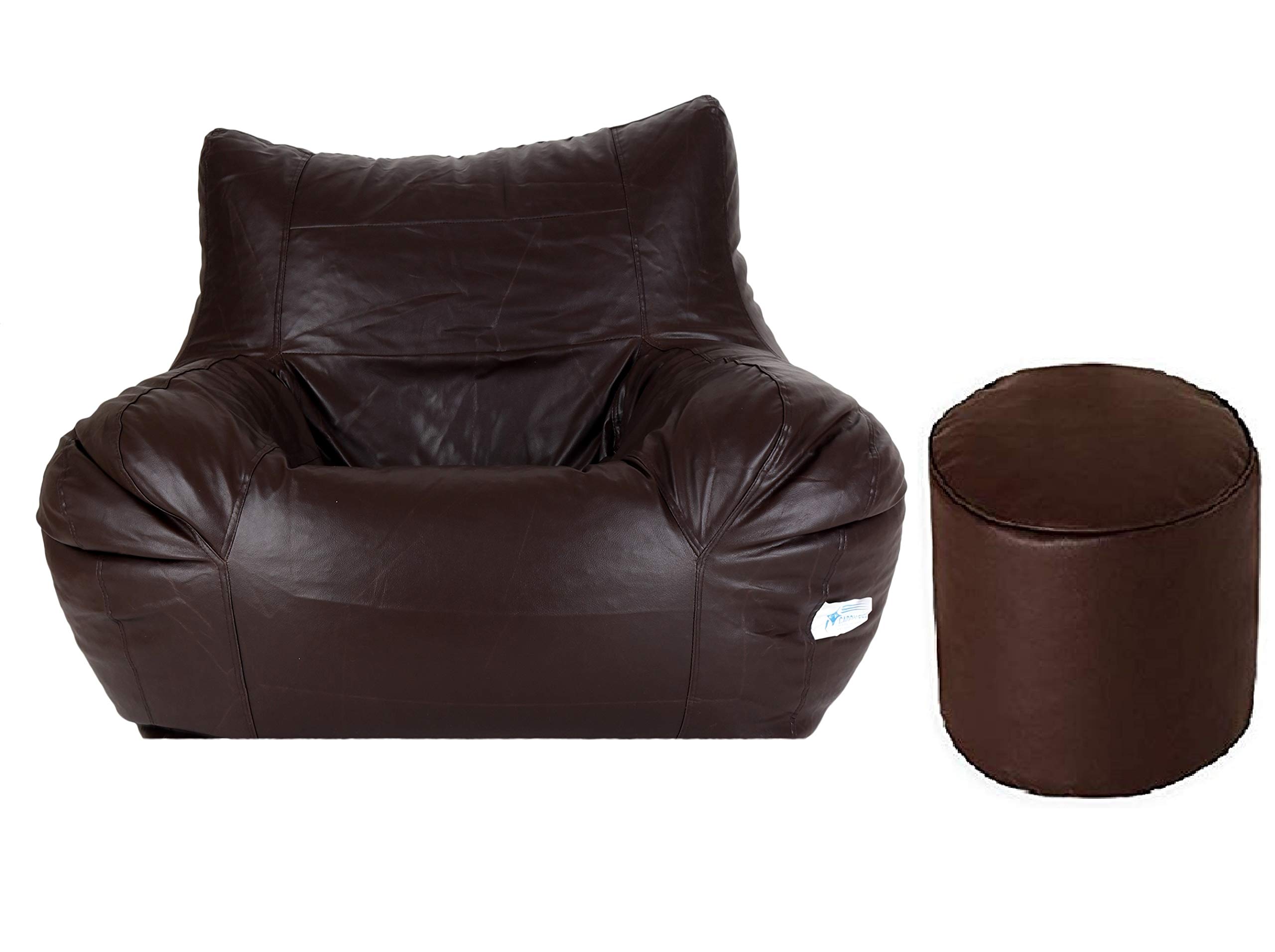 GUNJ Jumbo Arm Chair & Footstool Combo Bean Bag Cover (Jumbo, Brown)-image-24