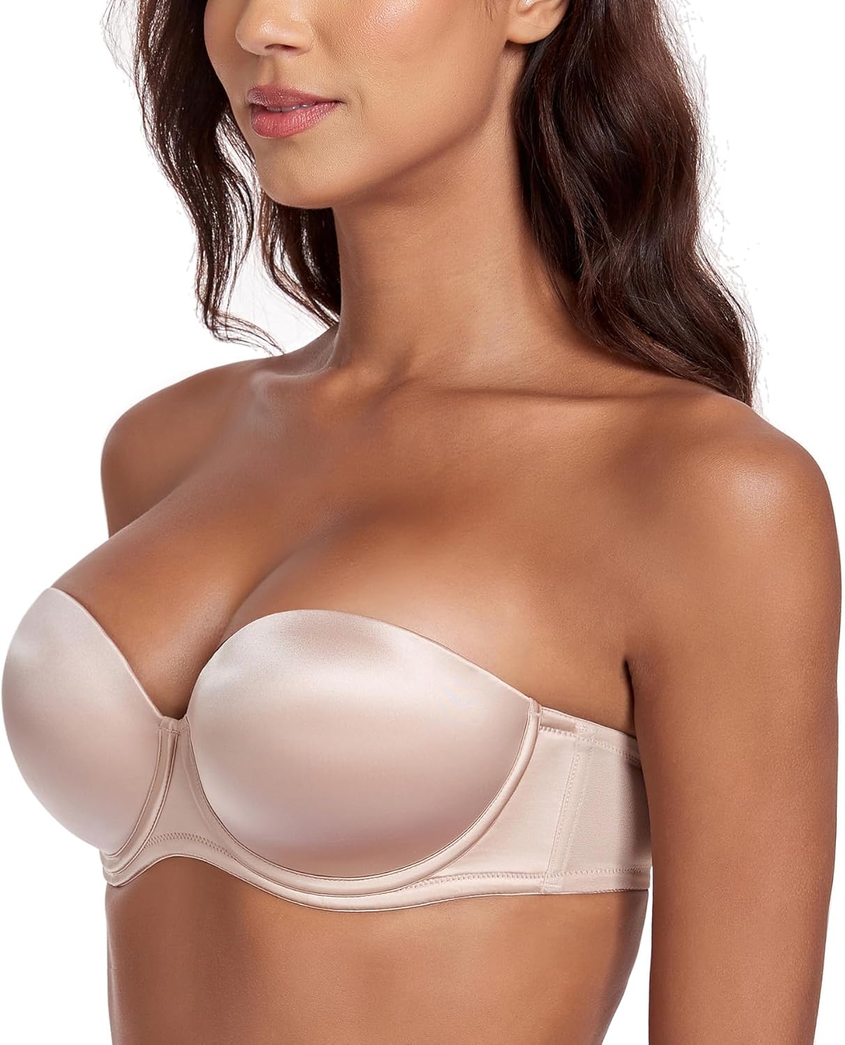 Lemorosy Strapless Push Up Bras for Women Underwire Thick Padded Multiway Convertible Everyday Bra - Image 2