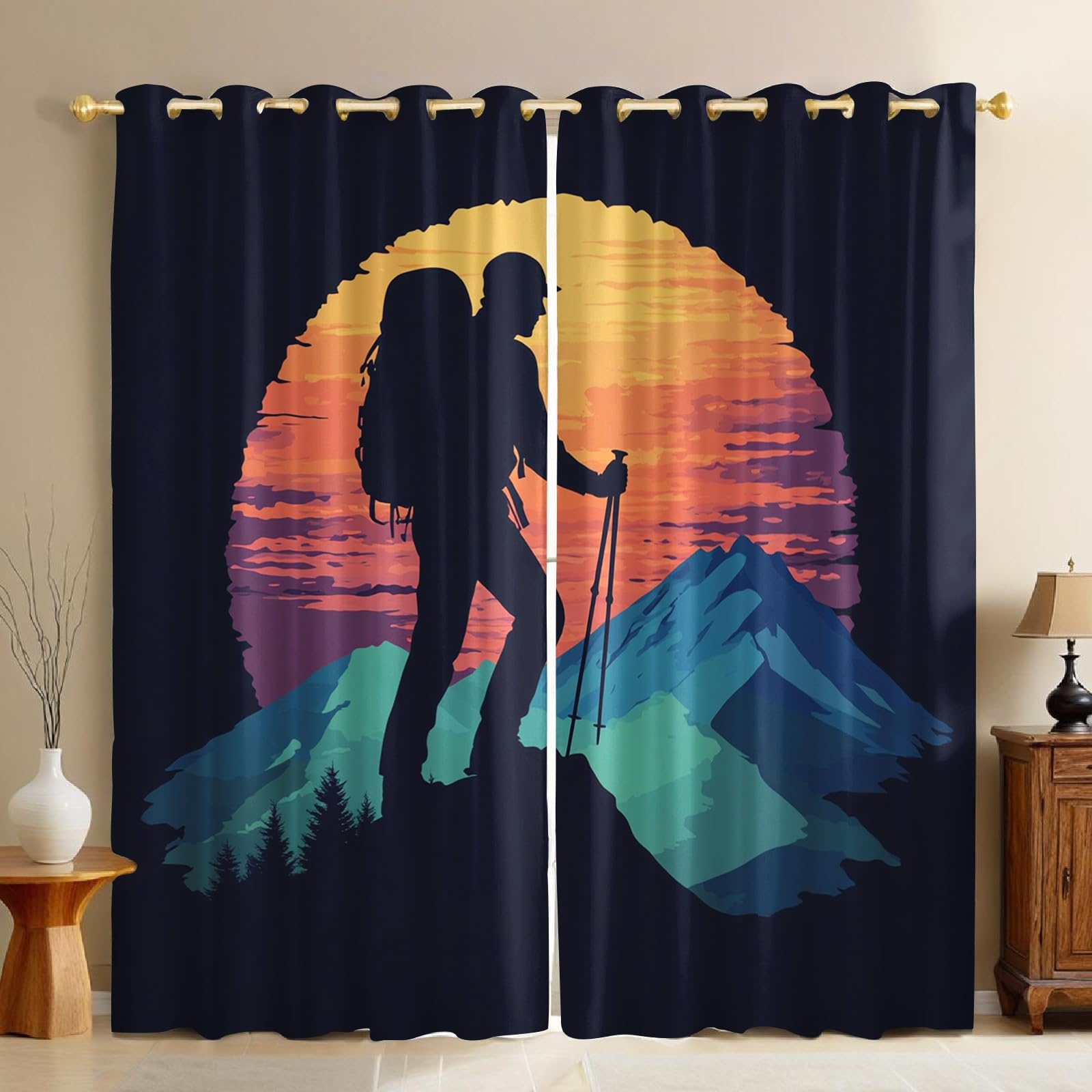 Rideaux occultants en polyester épais opaque pour un salon moderne
