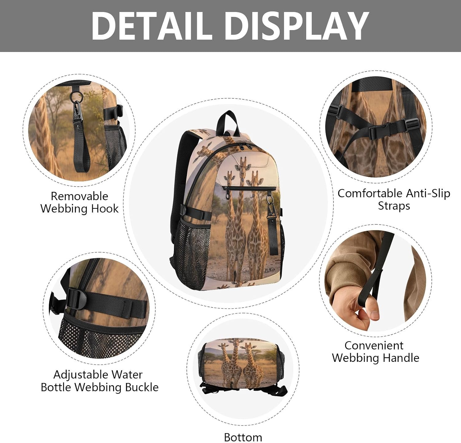 ALAZA Funny Giraffe Backpack Travel Laptop Backpack Purse for Women Men Teens Girls School Bag College Bookbag Water Resistant Casual Daypack image 4