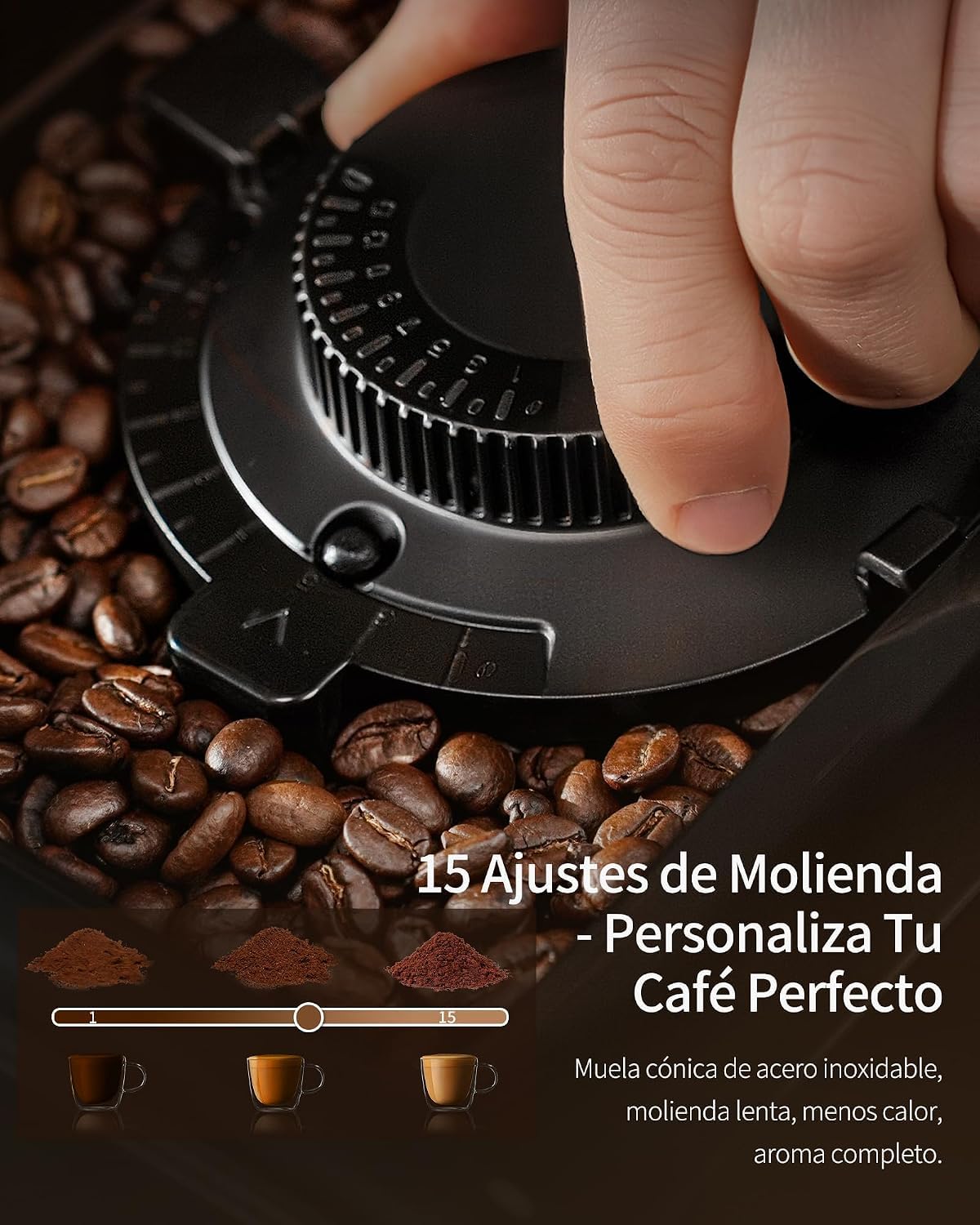 Macchina Caffè Automatica per Grani – Espresso Autentico, Sistema Latte per Colazione, 15 Livelli Macinatura, Doppia Caldaia, Pulizia Facile