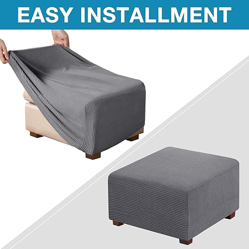 Miniatura 6 de Funda otomana elástica cuadrada, protector de muebles, protector de muebles plegable, protector de muebles, funda suave con parte inferior elástica