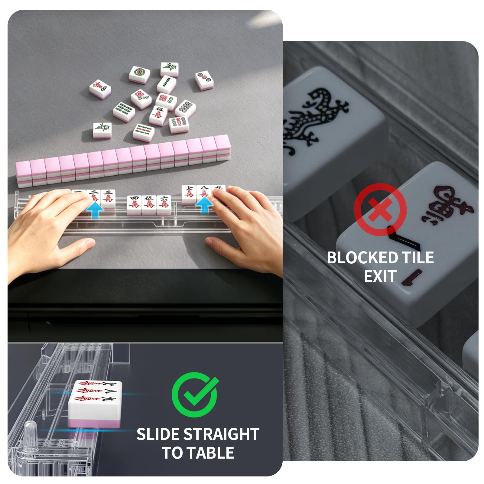 Mahjong - Espositore per piastrelle in acrilico trasparente, con pusher