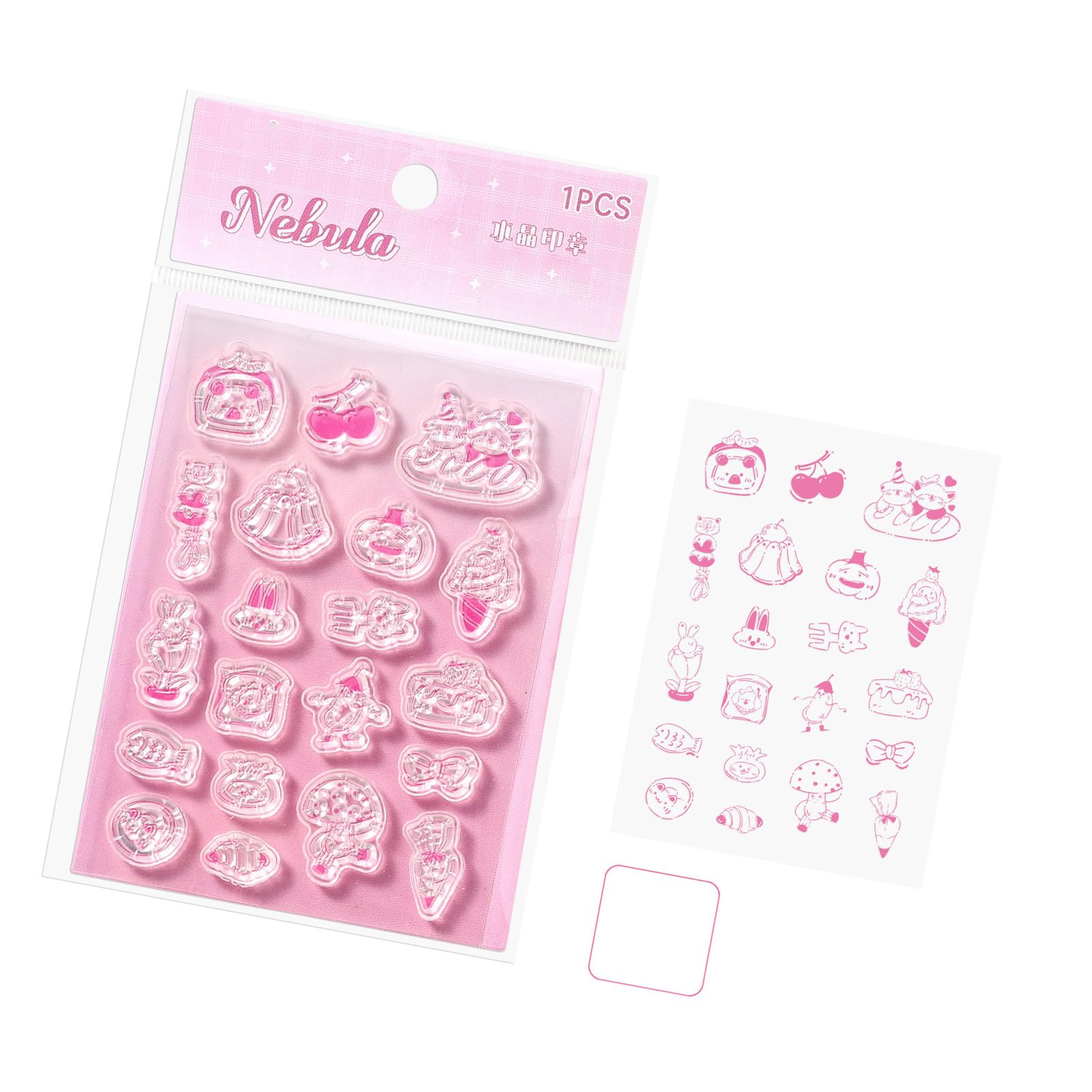 Artistic Pattern Clear Silicone Stamper Set with Acrylic Handle for Notebook Journal Diary Album Scrapbooking Decoration Acrylic Handle Seal Set Alignment Seal