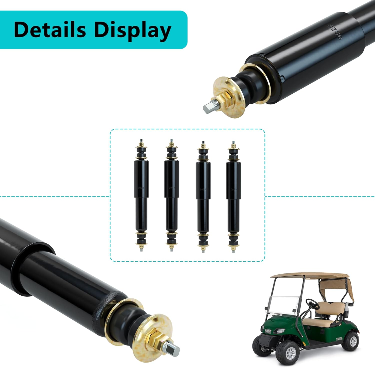 10L0L Golf Cart Shocks for EZGO TXT Front and Rear Shocks Absorbers 1994-Up Gas & Electric Models, Replaces OEM #76418-01, 70928-G01 Nivel Part #5006-4 PCS