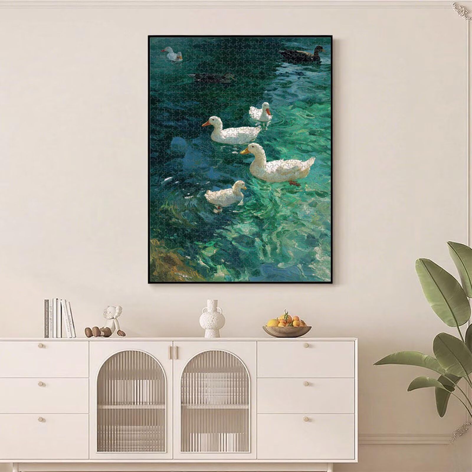 Puzzle 1000 Pièces, Canard & Vert Puzzle en Bois Durable 1T#1857 | Puzzle en Bois, Découpe de Précision, Encres aux Couleurs Vives, Loisir Relaxant, Décoration Intérieure, Cadeau, 50x75cm