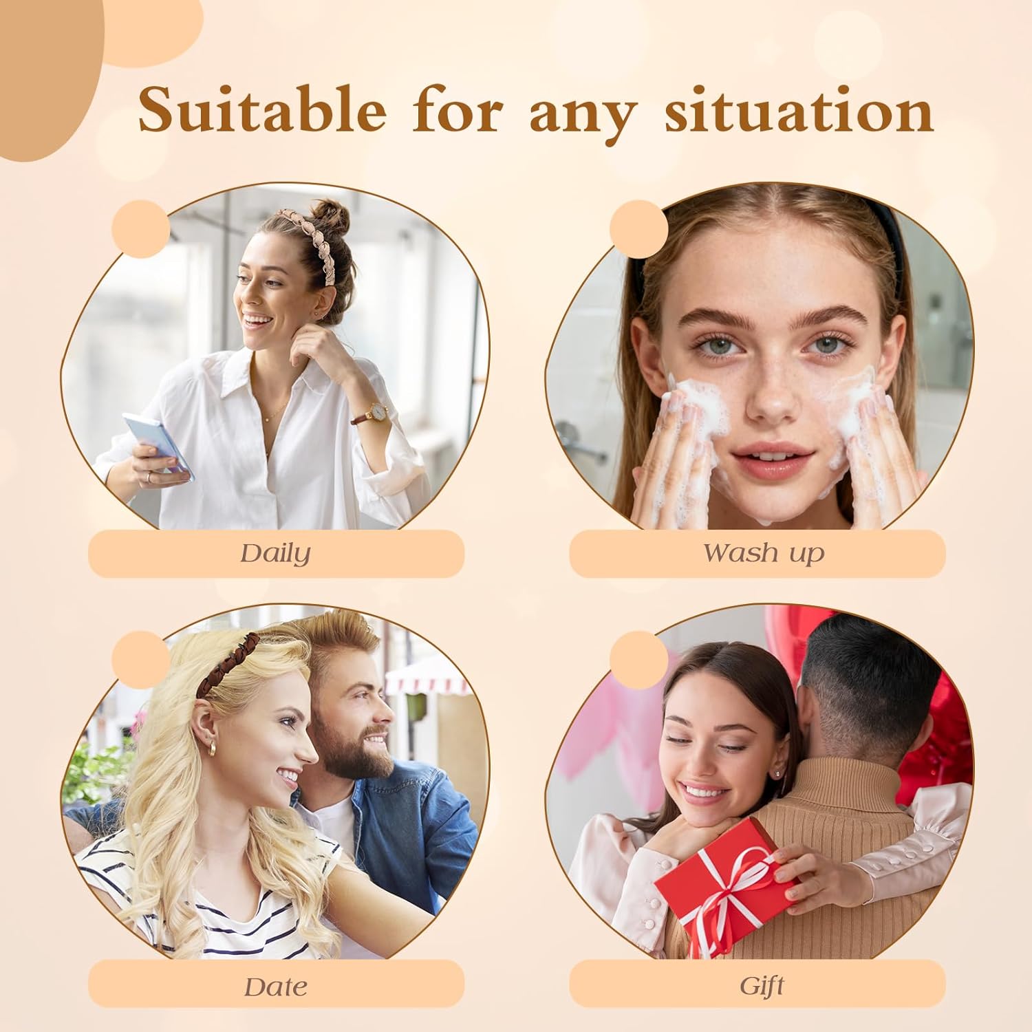 Auseibeely 4 Pcs High Cranium Headbands for Women Girls - Non Slip Zig Zag Headband with Teeth - Retro Plastic Satin Braided Comb Headband Fashion Accessories for High Skull - Ideal Gifts for Women - Image 7