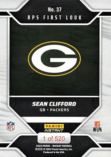Miniatura 2 de 2023 Panini Instant Football #37 Sean Clifford Rookie Card Packers - Only 520 made!