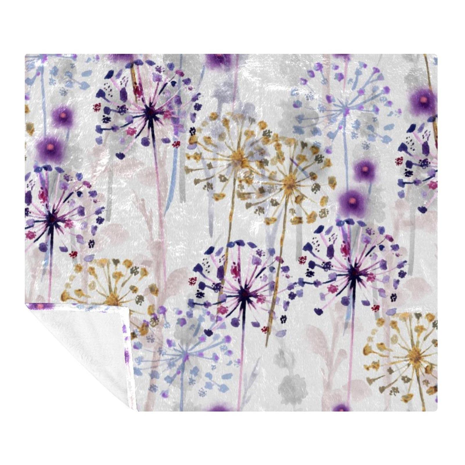 Couverture pour canapé et voyage à motif floral sauvage pissenlit coloré 150x130
