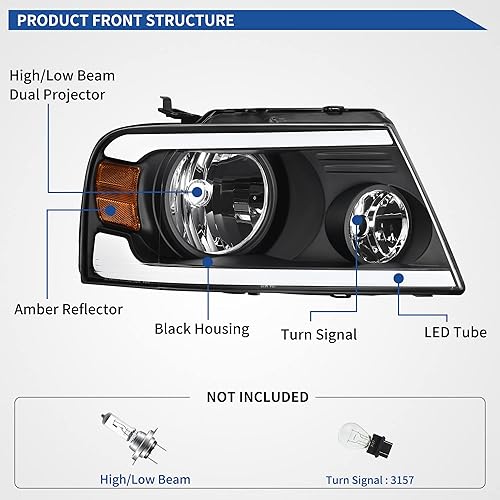 Miniatura 153 de oEdRo Faros delanteros compatibles con Ford F150 / 06-08 Lincoln Mark LT Pickup 2004, 2005, 2006, 2007, 2008, Ford F150 / 06-08 Lincoln Mark LT OE