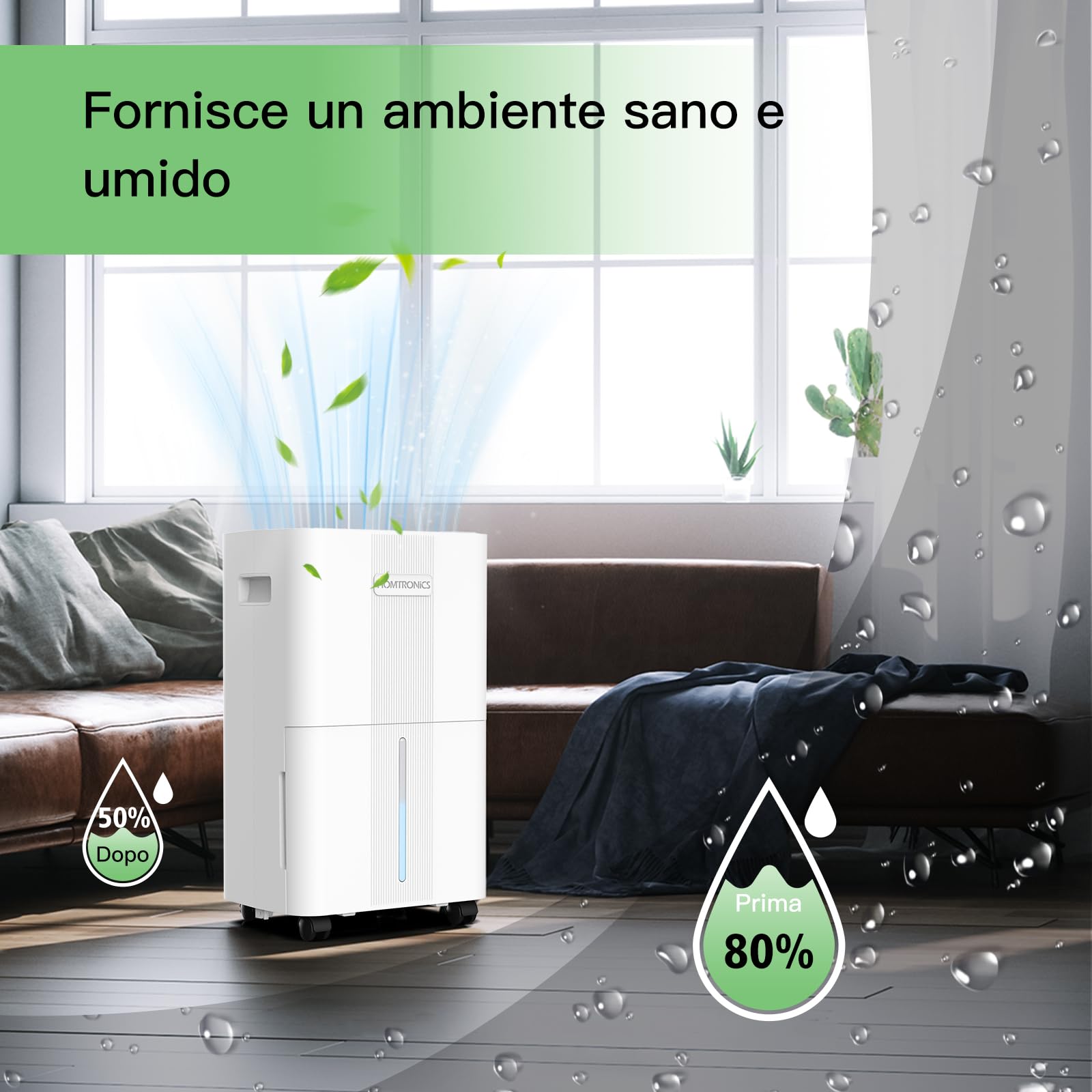 Deumidificatore Casa 1.3L, Deumidificatore Elettrico Silenzioso