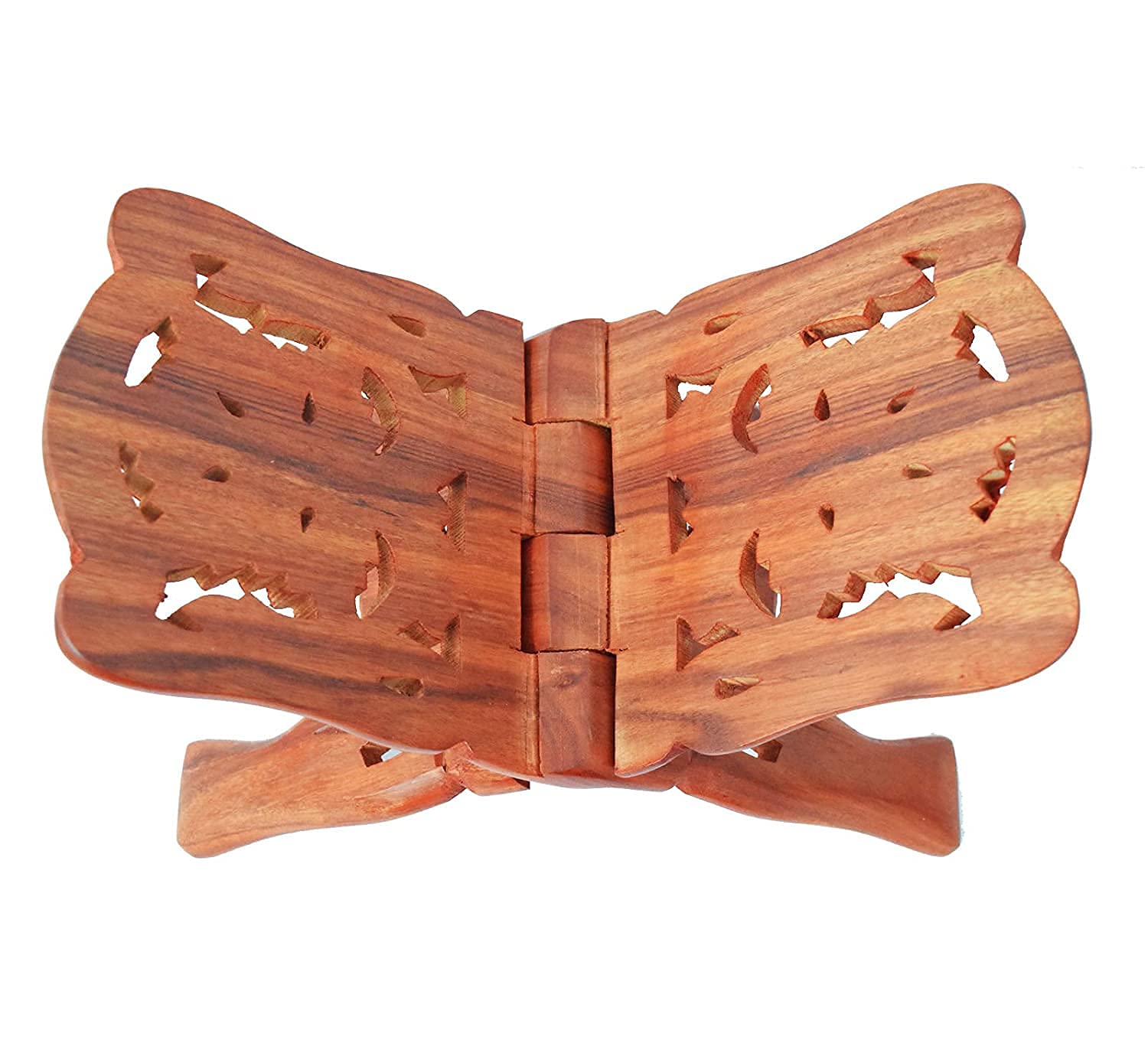 Handmade & Handcraft Sheesham Wooden Book Holder Display Stand Folding Religious Prayer Free Reading Stand with Intricate Carvings, Rehal for Religious Holy Books - Size (13 Inch)-image-28