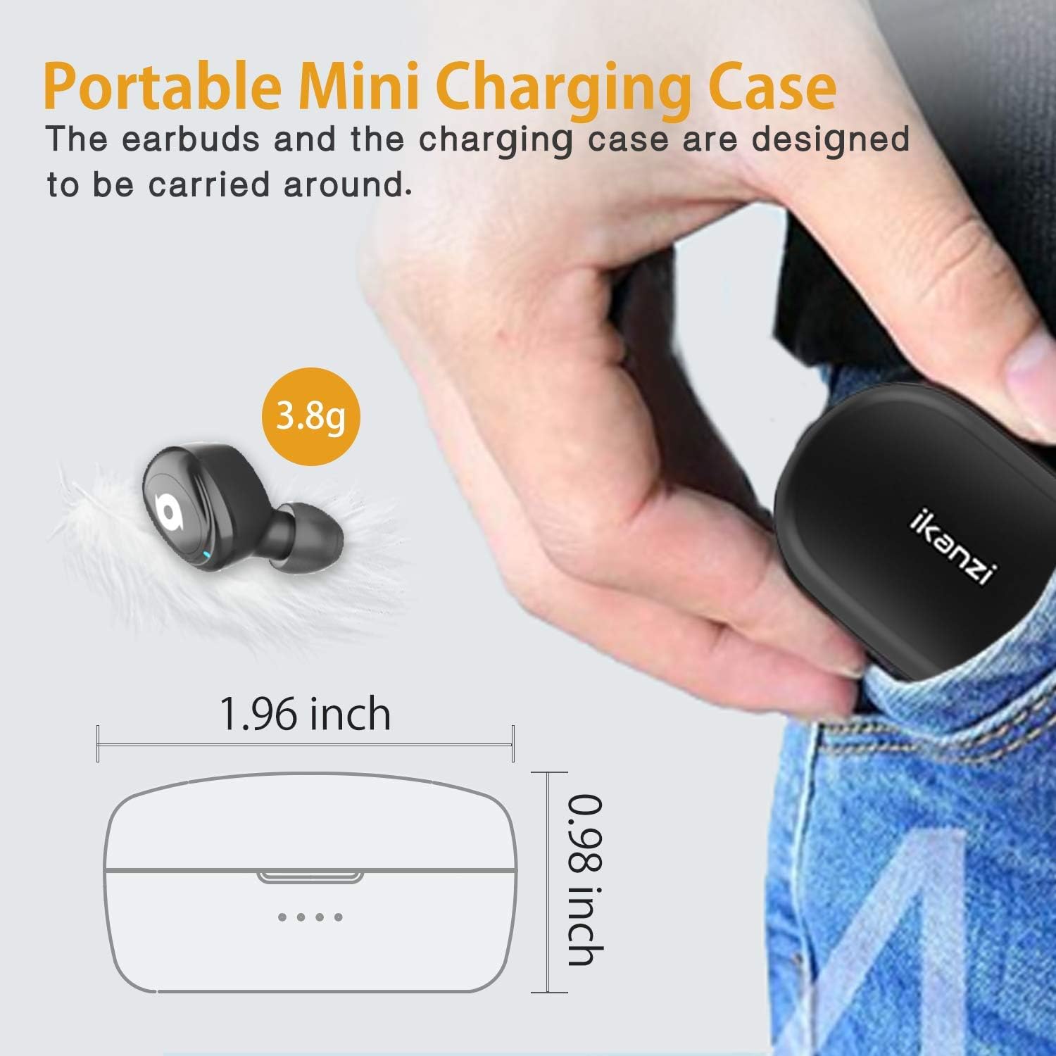 iKanzi T22 charging case with dimensions
