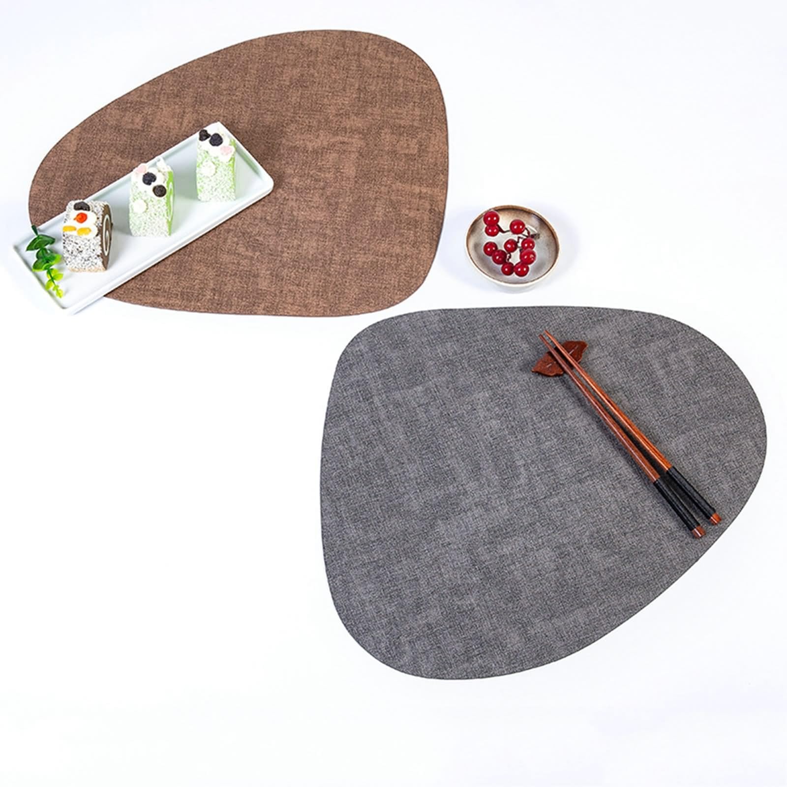 Juego de 6 manteles individuales escandinavos de 42,5 x 34 cm, juego de mesa, color liso, piel
