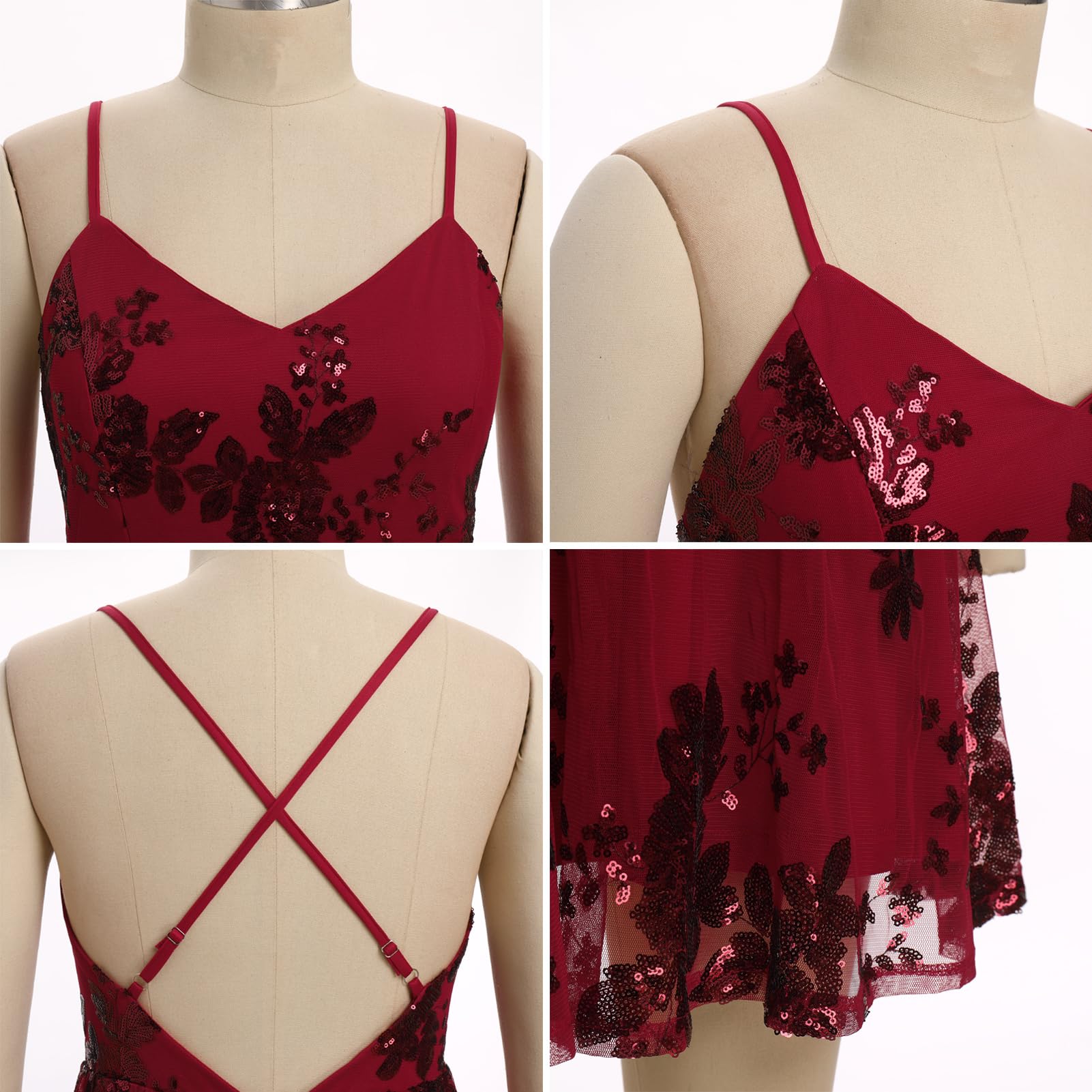 ODIZLI Vestido corto para mujer, con tirantes delgados, lentejuelas brillantes, acampanado, para fiesta, discoteca, baile, largo por encima de la rodilla