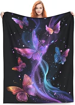Butterfly Throw Blanket Ultra-Soft Microfiber Blankets Flannel Lightweight Gifts for Women Men for Bedroom Living Rooms Sofa Couch