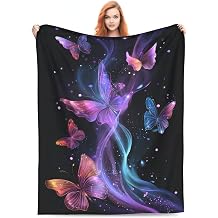 Butterfly Throw Blanket Ultra-Soft Microfiber Blankets Flannel Lightweight Gifts for Women Men for Bedroom Living Rooms Sofa Couch