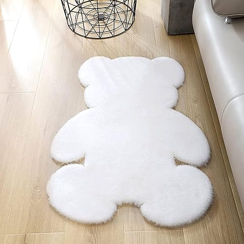 Miniatura 38 de Alfombra blanca de 3 x 3.9 pies, suave y esponjosa, de piel de oveja sintética, bonita alfombra de felpa para guardería, habitación de niños y Blanco