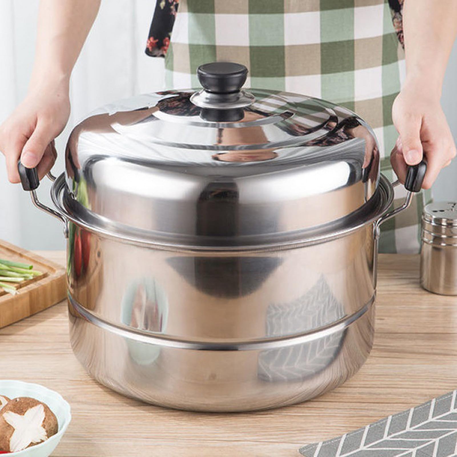 30cm Stainless Steel Steamer Pot – 2-Layer Double Boiler, 11 Inch Soup Pot With Glass Lid - View #8
