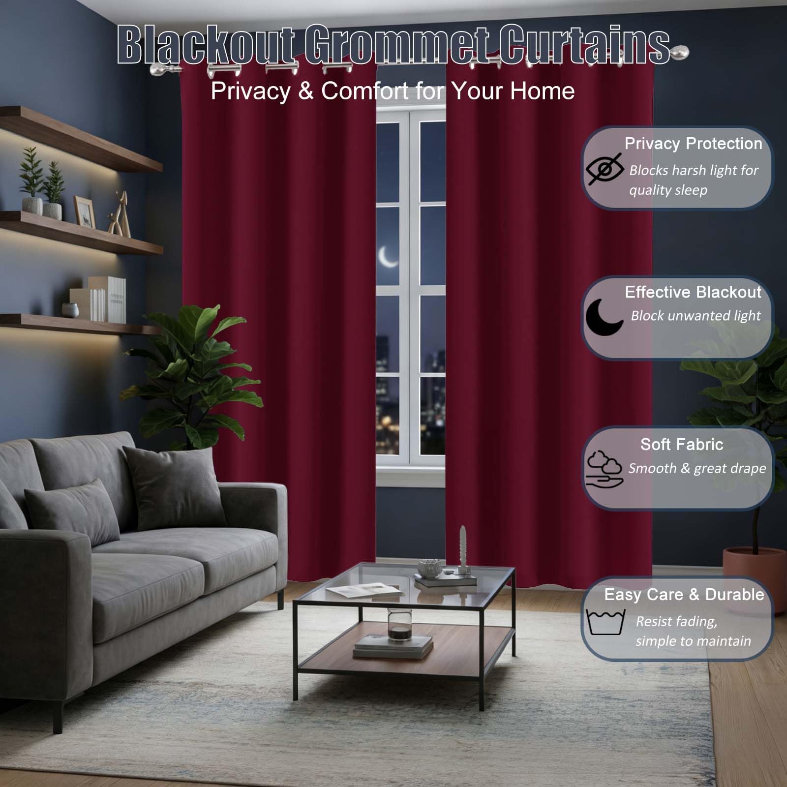 Zasłony Zaciemniające Do Sypialni 1 Panele 250x140cm Czerwony