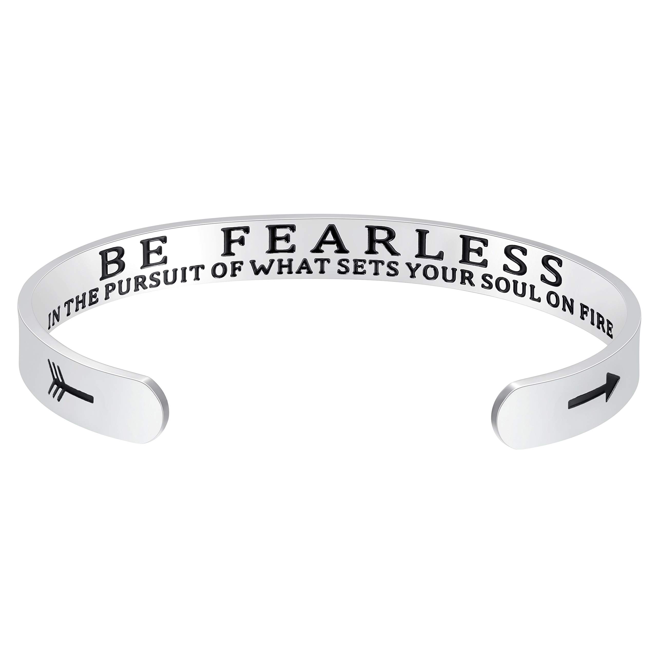 Inspirational Bracelets for Women,Stainless Steel Engraved Personalized Positive Mantra Quote Keep Going Cuff Bangle College Graduation Christmas Gifts for Her