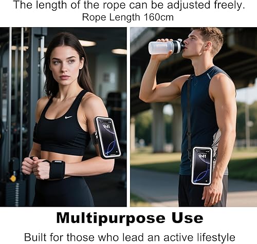 Miniatura 7 de Soporte para teléfono celular con banda para el brazo, bolsa cruzada transparente para teléfono para correr, caminar y entrenar, brazalete ajustable