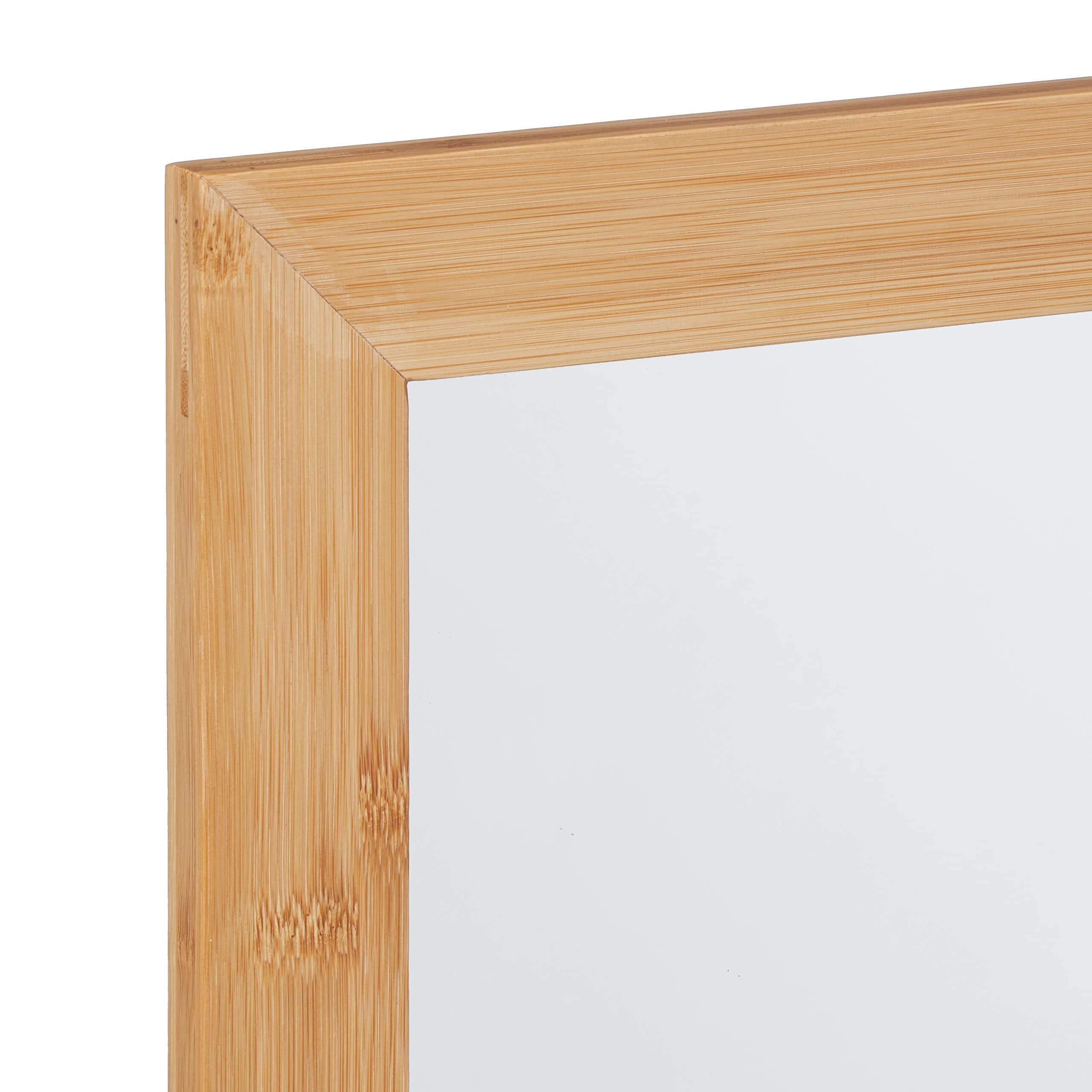Relaxdays Specchio da Bagno con Mensola da Parete, Specchiera Quadrata con Ripiano, HLP: 61,5x60x12 cm, bambù, Naturale