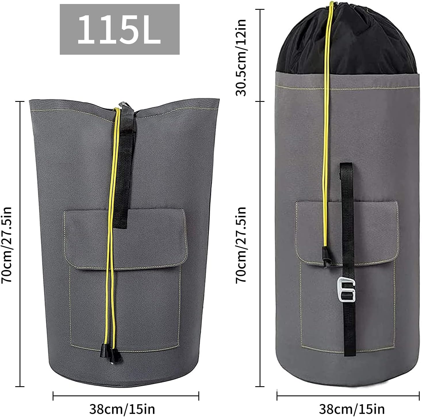 WOWLIVE Extra Large Laundry Bag with Strap Laundry Backpack Hanging Laundry Hamper Adjustable Shoulder Straps Camping Bag Waterproof Durable Travel College Apartment Dorm Sports (Grey)
