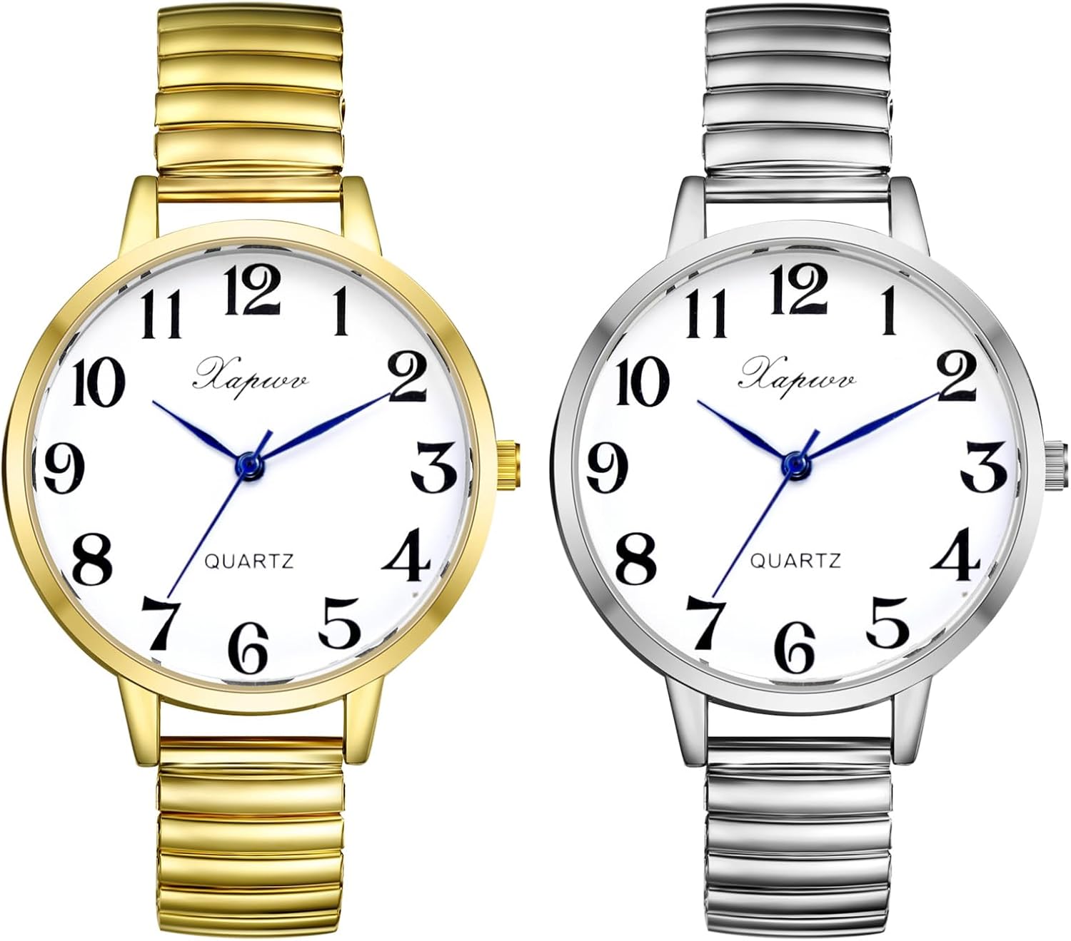 Elastic Strap Wrist Watch: Women Large Face Floral Band Big Number Easy Reader Dial Quartz Ladies Strench Band Wristwatch - Image 5