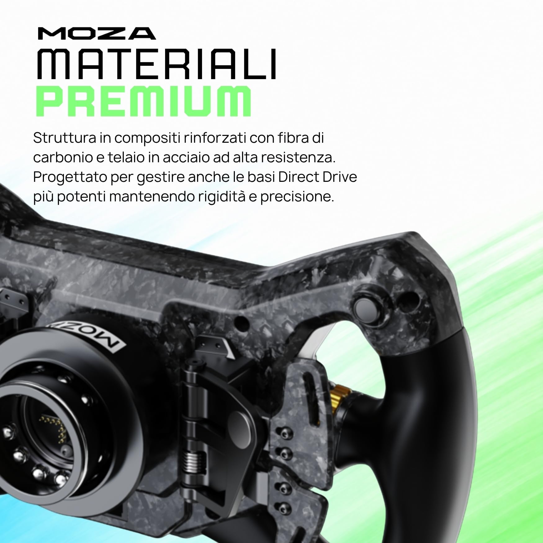 MOZA KS PRO Volante Formula GT 300 mm per Simulatore di Guida PC, Elegante Design a Farfalla, Fibra di Carbonio, Pulsanti RGB Programmabili, Palette Magnetiche Hall con Doppia Frizione, Sim Racing