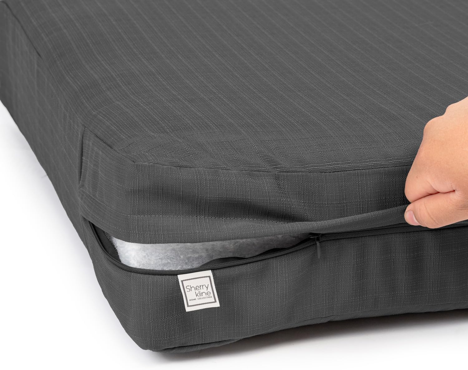 Sherry Kline Sunrise Indoor/Outdoor Deep Seat Cushion Charcoal Grey 23"x24"x5" Seat & 25"x25" Back Cushion