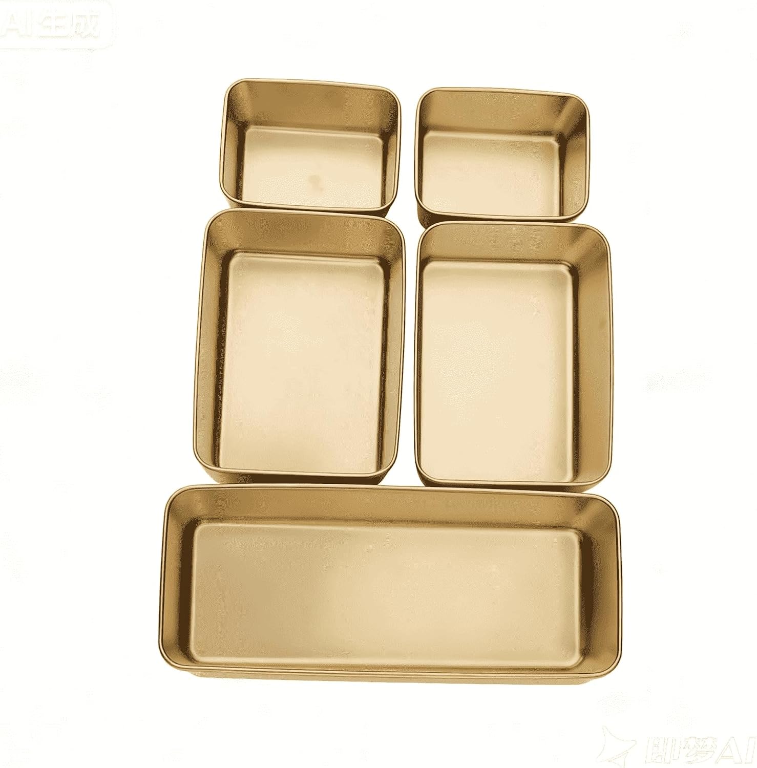 Drawer Organizer Storage Box , 5pcs Stainless Steel Kitchen Gold Utensils Tray Holder Desk Drawer Dividers , Gadgets and Office Accessories