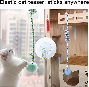 3Pcs Kitten Spring Cat Toy Cat Teasing Stick with Bell Bouncy Ball, Hanging Fluffy Cat Catnip Ball Toys Interactive Cat Teaser Retractable Toys Indoor Kitten Play Chase Exercise
