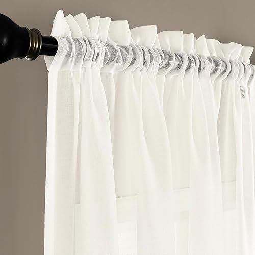 Miniatura 95 de MYSTIC-HOME Cortinas traslúcidas de 84 pulgadas de largo, 2 paneles de cortinas traslúcidas blancas para dormitorio y sala de estar, cortinas para