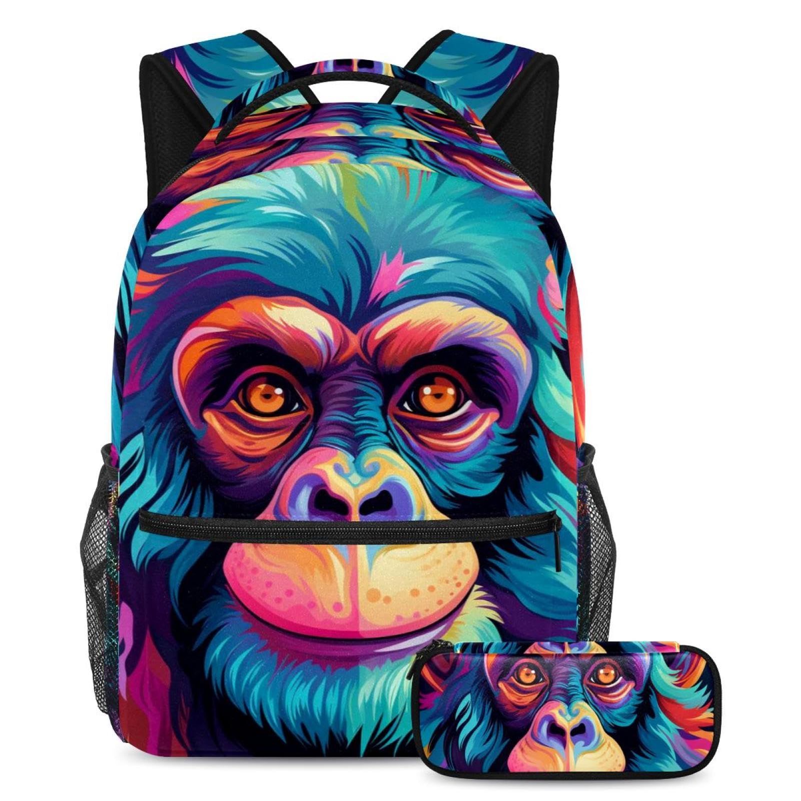 Sac à dos d'école multicolore avec trousse à crayons intégrée pour étudiants - 7