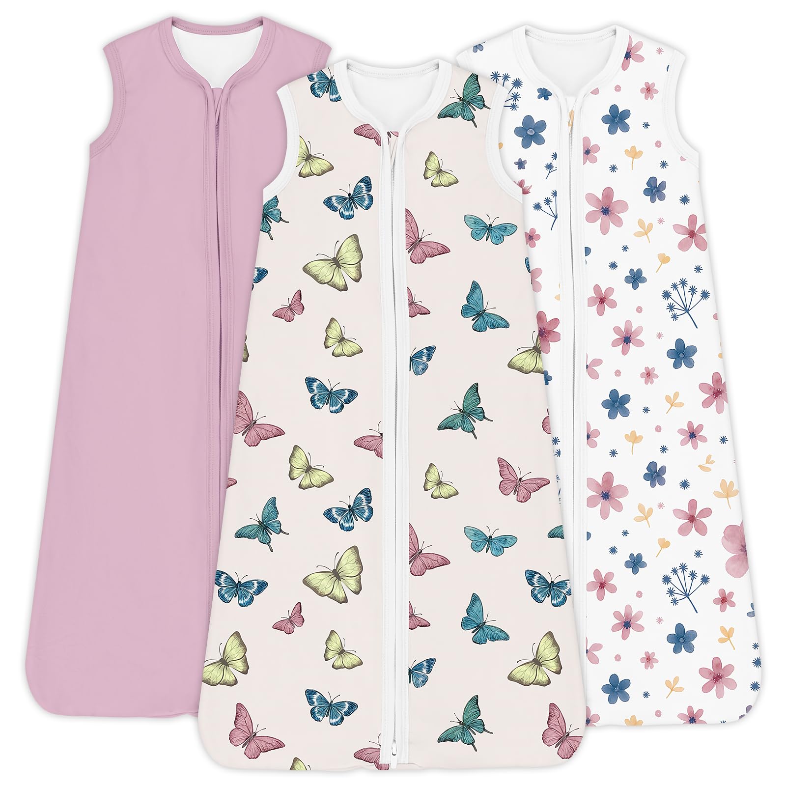 Baby Sleep Sack 0.5 TOG, Lightweight Breathable Wearable Blanket with Zipper, 0-3-6-12-24M-4T, 3-Pack