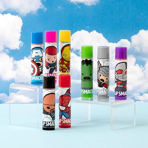 Miniatura 5 de Lip Smacker Marvel Avenger - Paquete de fiesta de bálsamo labial saborizado 8 unidades, Super Hero, Spiderman, Iron Man, Capitán América,
