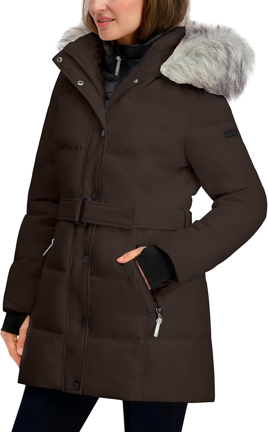 Nautica Women's Parka Jacket with Faux Fur Hood Strip (Removable) - Image 2