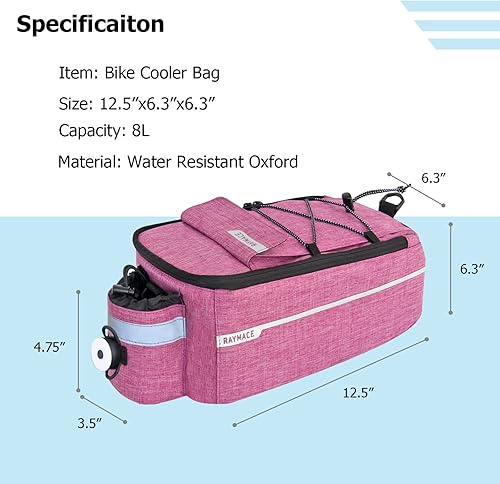 Miniatura 2 de RAYMACE - Bolsa trasera para bicicleta con faro trasero, bolsa para bicicleta para llevar artículos calientes o fríos