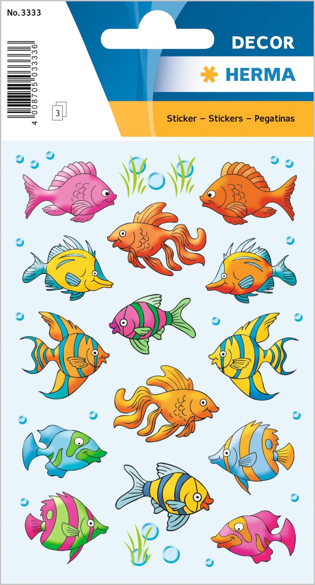 HERMA 3333 Stickers Fish Sea Small Large, 42 Pieces, Animal Stickers with Fish Motif, Children's Labels for Photo Album, Diary, Poetry Album, Scrapbooking, Birthday Decoration, Letters, DIY Crafts — image 1