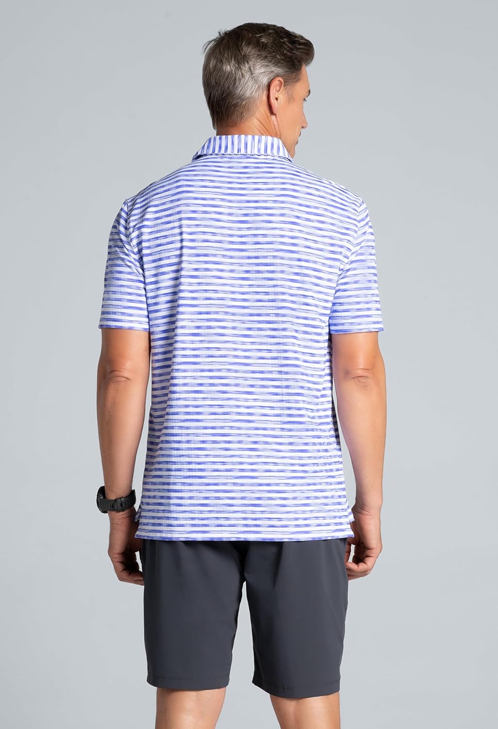 IBKUL Athleisure Wear Sun Protective UPF 50+ Icefil Cooling-Landon Stripe II Print Short Sleeve Polo (Modern Fit)-94164