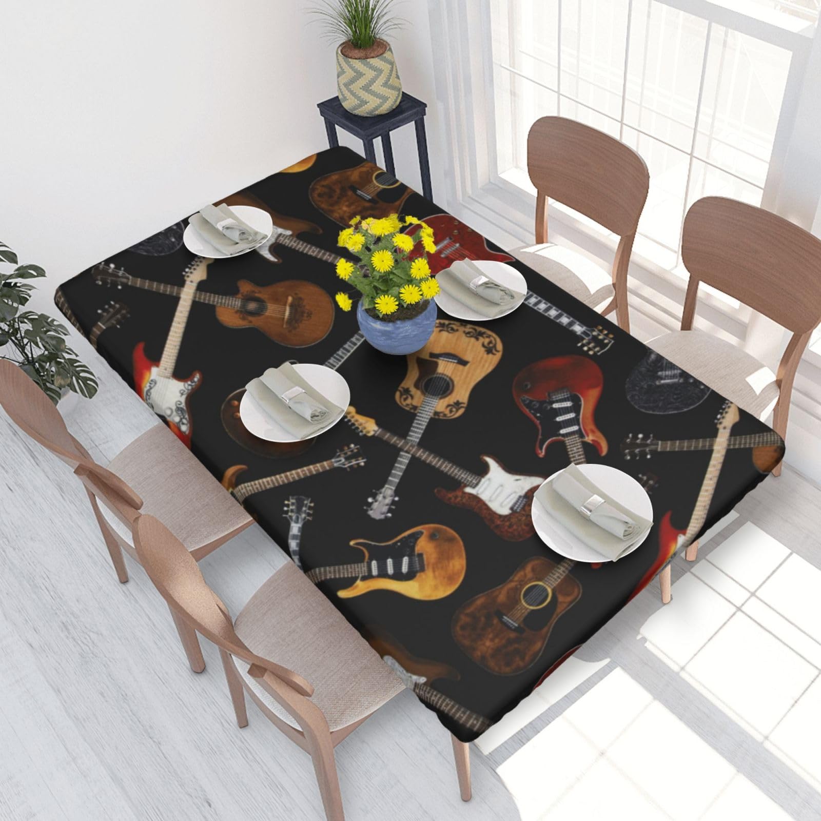 BNVSADC Guitars Printed 4FT Tablecloth 122x76 CM Polyester Kitchen Water Resistant Table Cloth Dining Table Decoration Table Covers