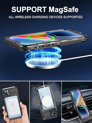 Miniatura 45 de WIFORT Funda impermeable para iPhone 14 Pro - Funda protectora de cuerpo completo de metal resistente, protector de pantalla integrado, IP68 a