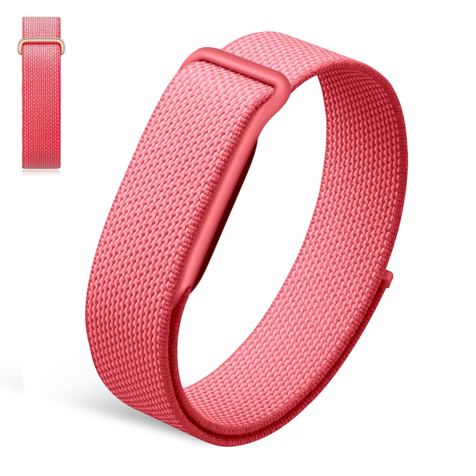 Aortom Nylon Band Compatible for Google Fitbit Air, Breathable Braided Sport Loop Replacement Strap with Stainless Steel Buckle, Soft Adjustable Woven Wristband for Women Men, Non-Original (Red)