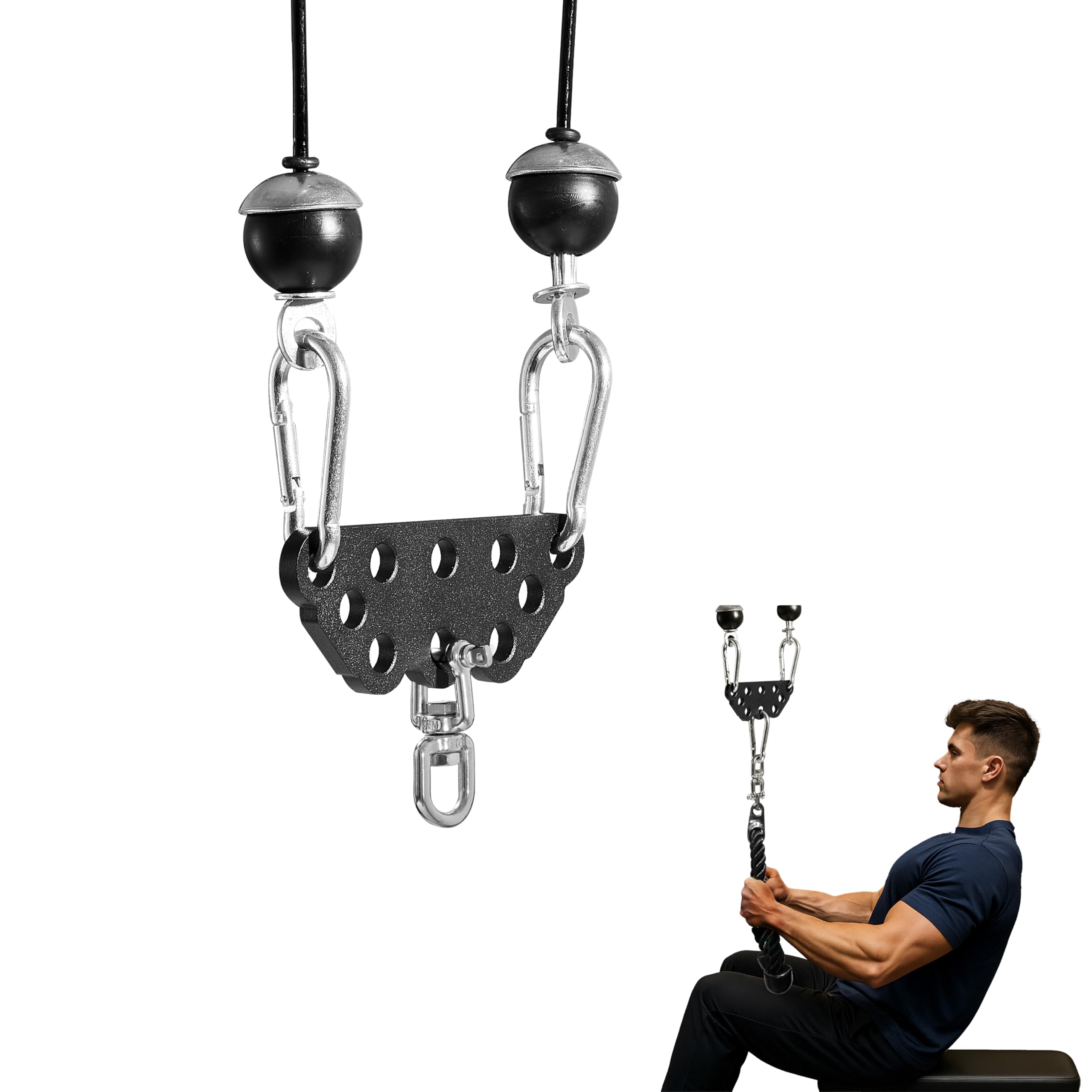 Barra desplegable LAT con barra separadora de agarre ancho para poleas de gimnasio 8