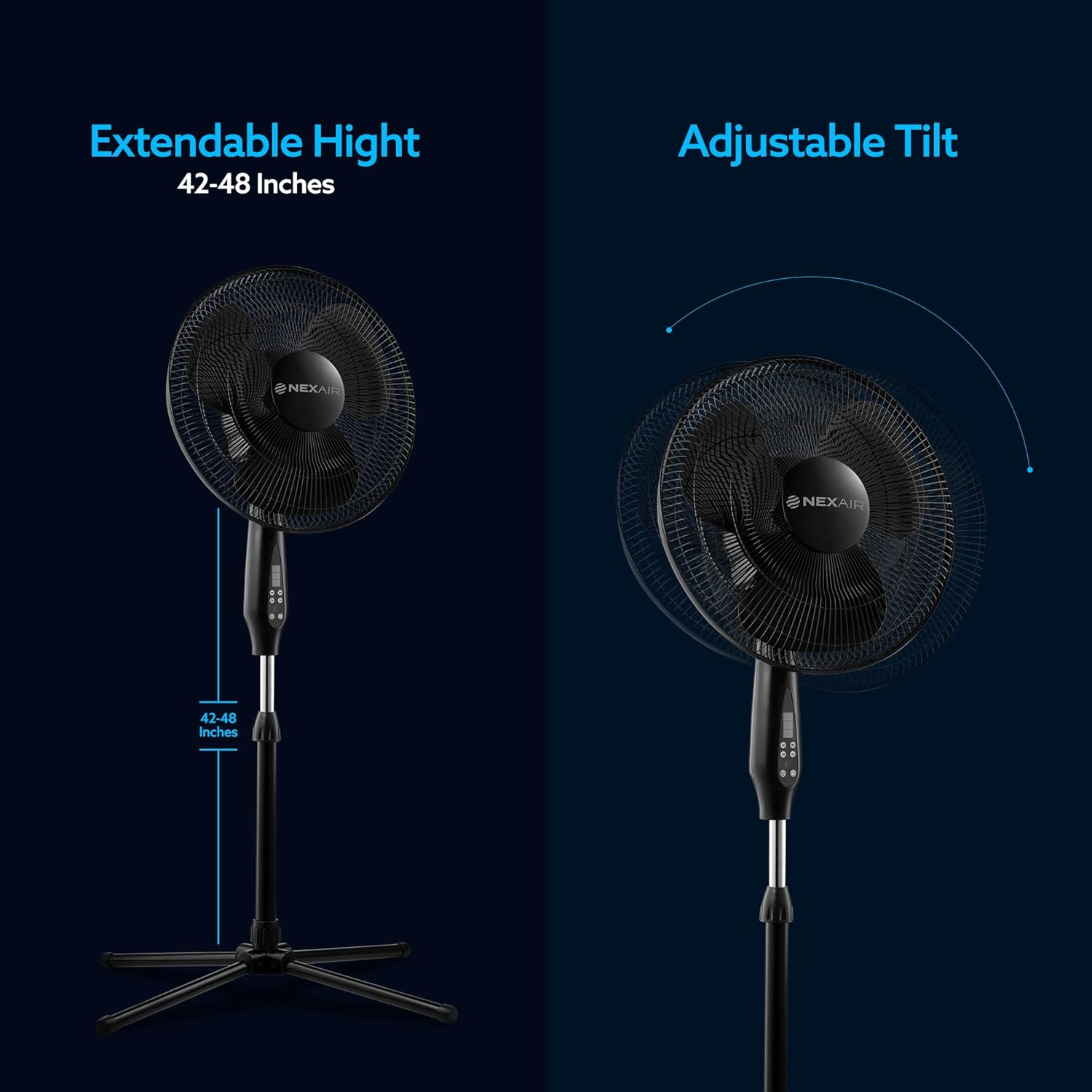 Oscillating 16 Inch Pedestal Stand Up Quiet Operating Room Fan With Remote Control, 3 Speed Stand for Bedroom, with Adjustable Height, Standing Fan Great For Office & Living Room