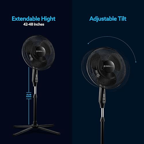 Vista 6 de Ventilador oscilante de 16 pulgadas para sala de operaciones silencioso con control remoto, soporte de 3 velocidades para dormitorio, con altura