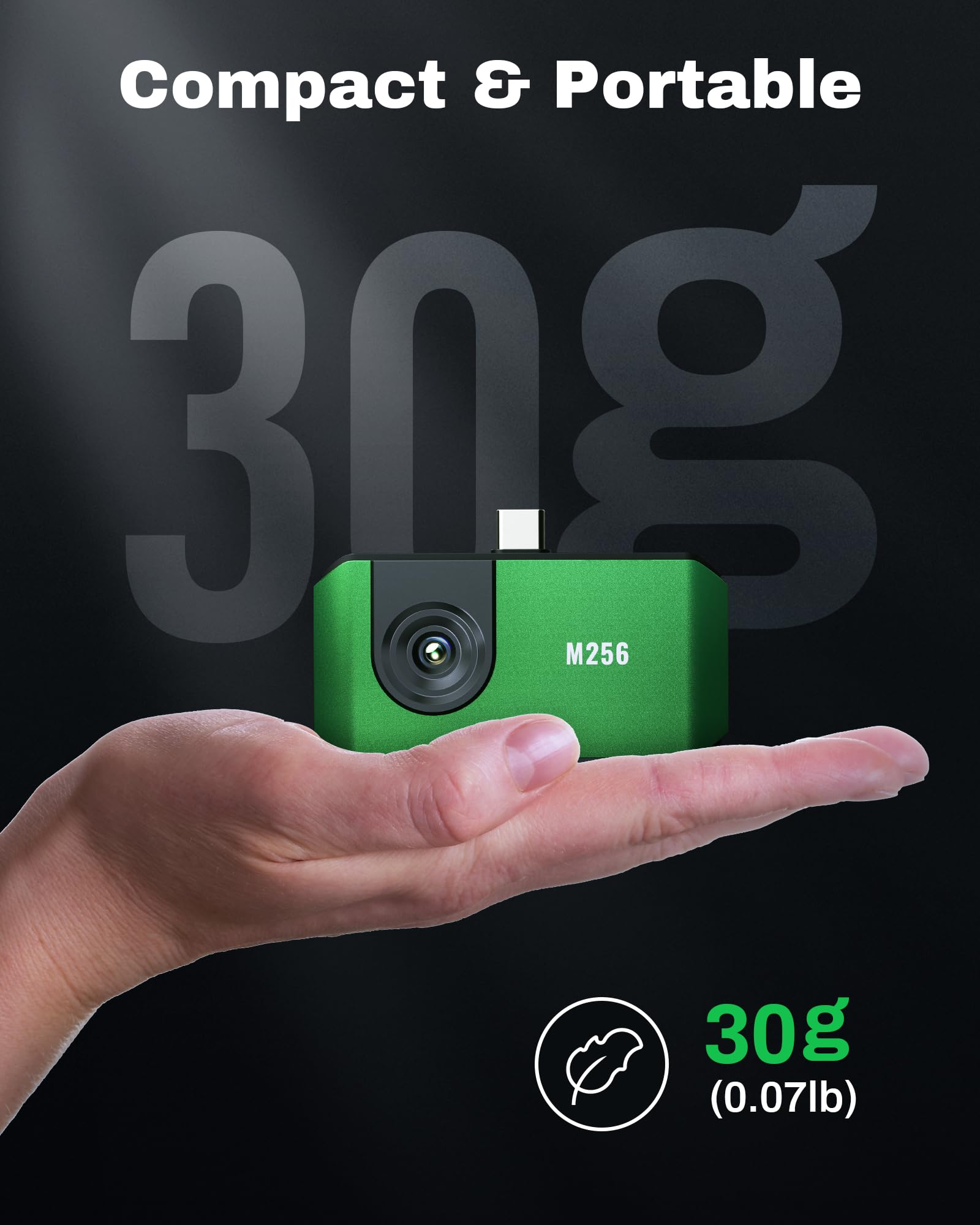 AMPBANK M256 Termocamera Professionale, 512x384 TISR Risoluzione Termocamera Smartphone con Analisi 3D, 25Hz Frequenza Aggiornamento, -20℃ a 450℃, Compatibile con Smartphone e Tablet Android e PC