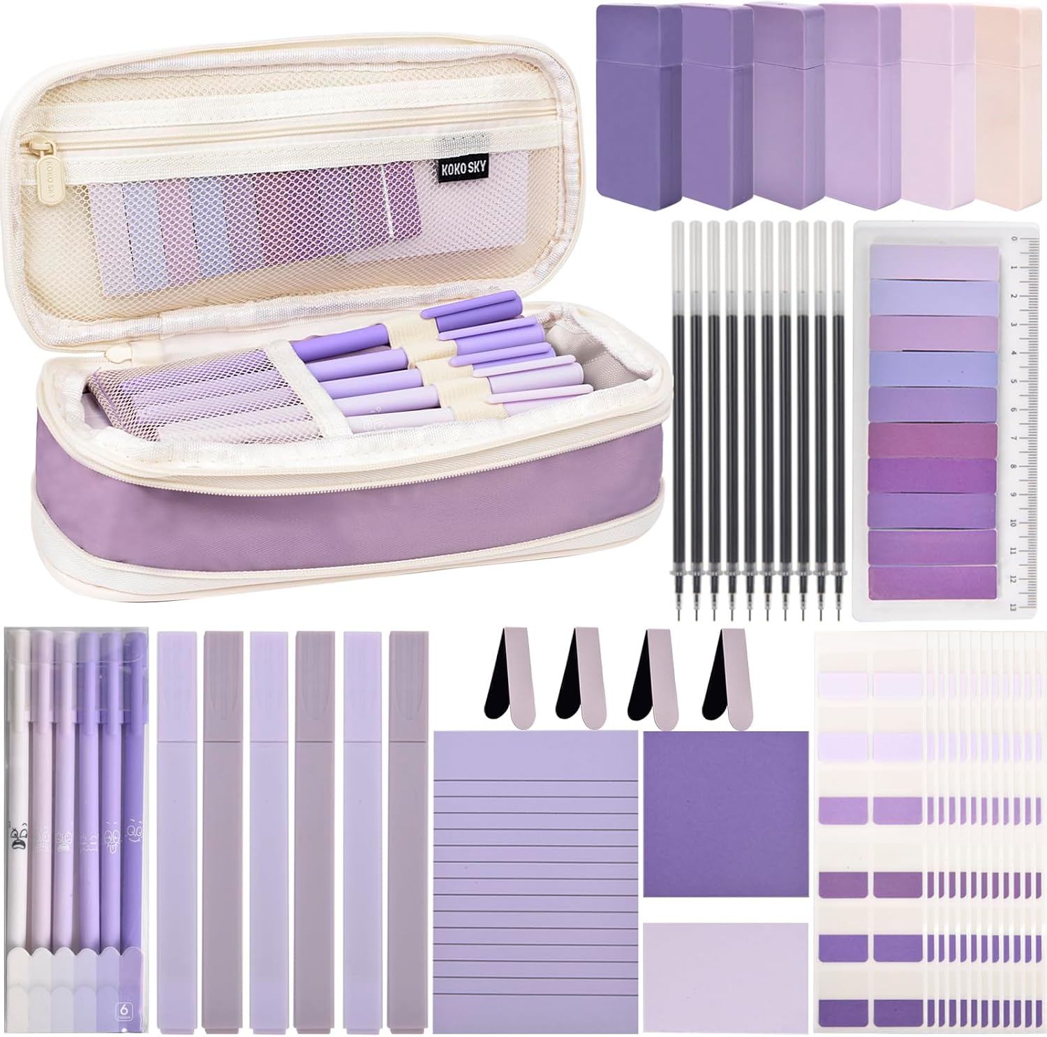 Aesthetic School Supplies Pencil Pouch - 47Pcs Pencil Case Stationary Set