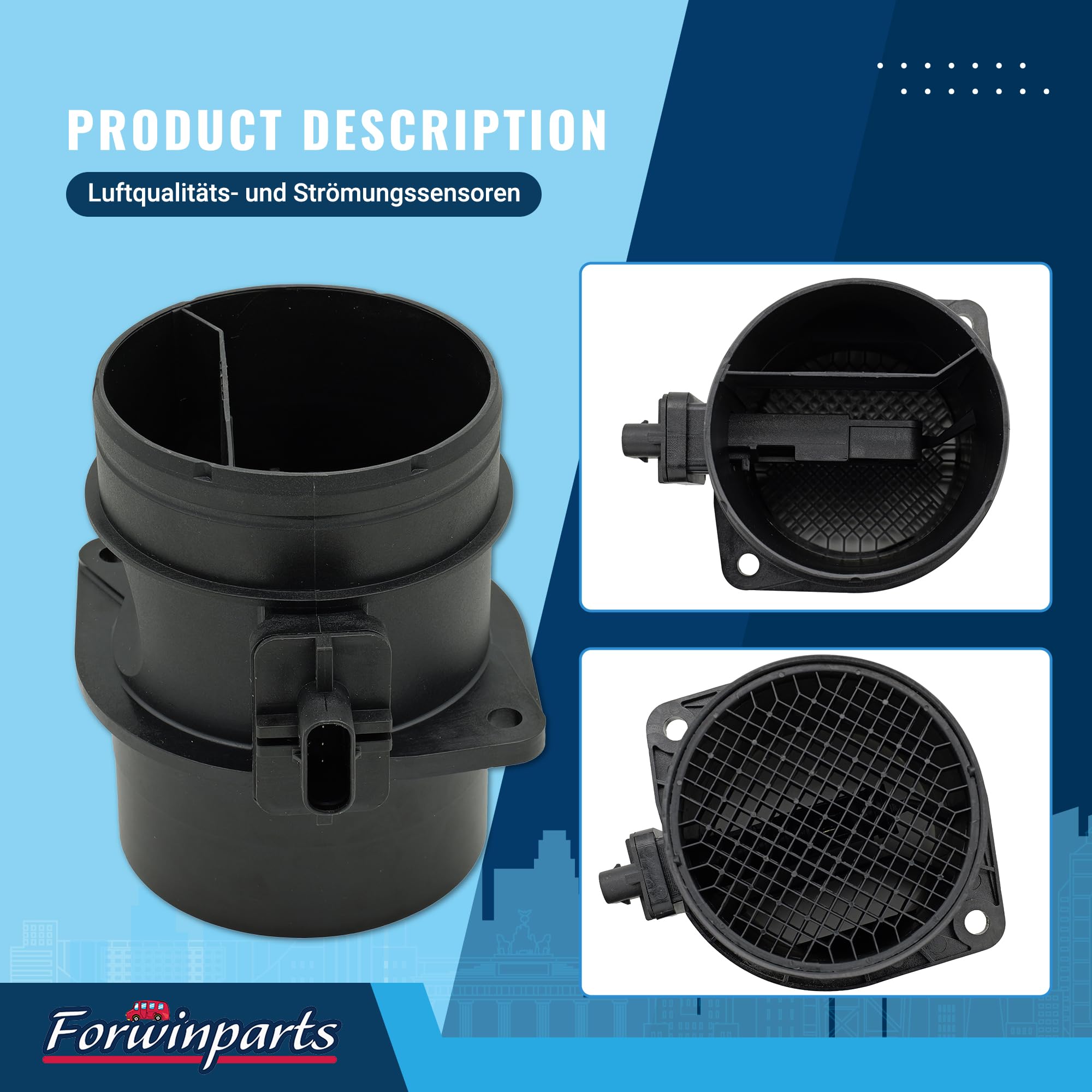 Forwinparts 0281002956 Capteurs de qualité de l'air et de débit pour VW Passat Touran Tiguan Golf Audi A1 A3 A4 A5 A6 TT Q5 Q2 Q3 Seat Altea Leon Exeo Skoda Karoq Octavia Yet